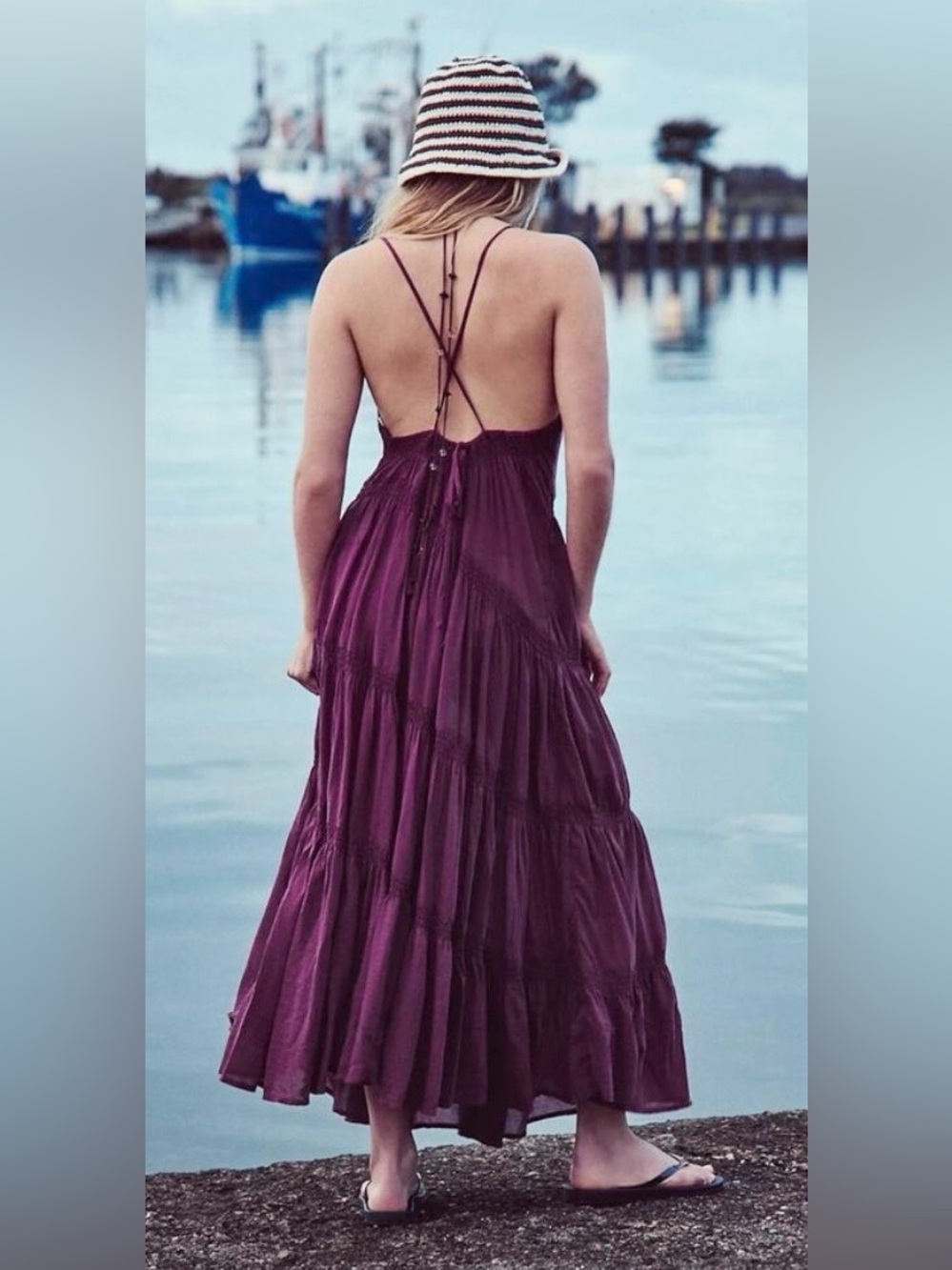 NWT FREE PEOPLE FREE EST HORIZON MAXI DRESS GRAPE ESCAPE - Picture 2 of 3